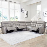 Parker House Canterbury - Pewter 6 Piece Zero Gravity Modular Power Reclining Sectional Light Grey 100% Leather ,Leather Match Mcan-packa(Hz)-Pew