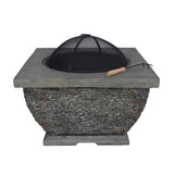 Christopher Knight Home® - Noble House - Mia Outdoor 32" Wood Burning Light-Weight Concrete Square Fire Pit