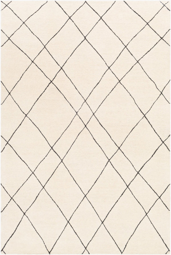 Livabliss Sinop Hand Tufted Wool Accent Rug Artisan High Low Pile Texture for Entryways Black, Cream 2' x 3' SNP2304-23