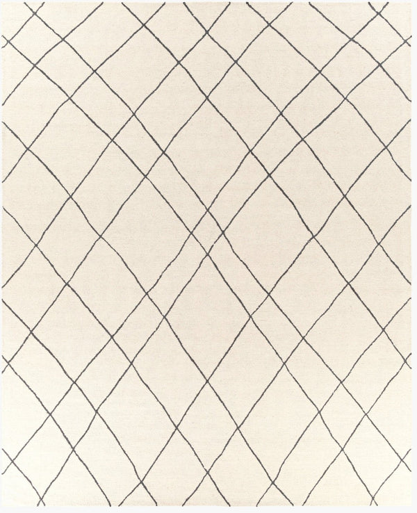 Livabliss Sinop Hand Tufted Wool Accent Rug Artisan High Low Pile Texture for Entryways Black, Cream 8' x 10' SNP2304-810