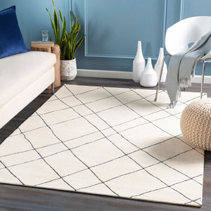 Livabliss Sinop Hand Tufted Wool Accent Rug Artisan High Low Pile Texture for Entryways Black, Cream 2' x 3' SNP2304-23