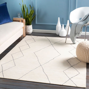 Livabliss Sinop Hand Tufted Wool Area Rug with High Low Pile for Eclectic Bohemian Spaces Charcoal, Cream 8' x 10' SNP2306-810