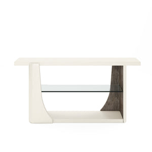 A.R.T. Furniture Blanc Contemporary Sofa Table With Glass Shelf - Alabaster & Burnished Bronze Finish For Style & Function White Parawood Solids,Resin,Metal,Glass 289307-1040