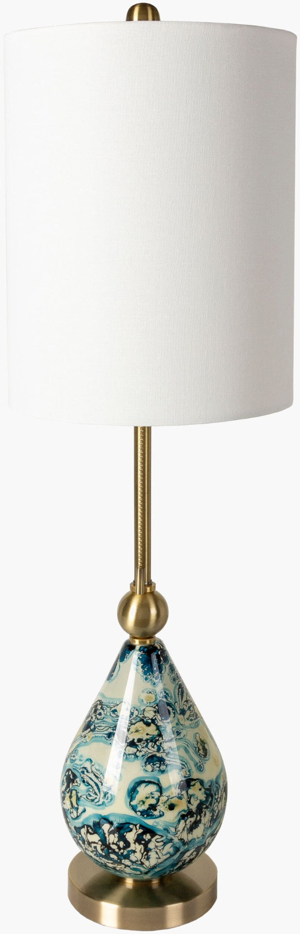 Livabliss Snicarte Traditional Glass Body Table Lamp with Linen Shade for Warm Ambient Glow SNR-001