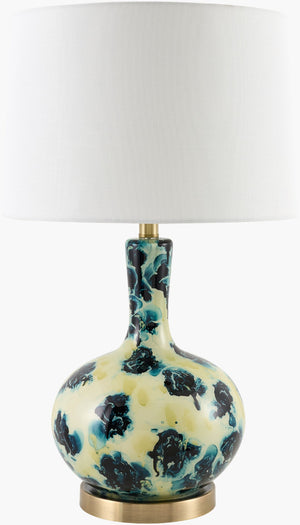 Livabliss Snicarte Metal Table Lamp with Linen Shade Felt Accents Warm Ambient Living Room Light SNR-012