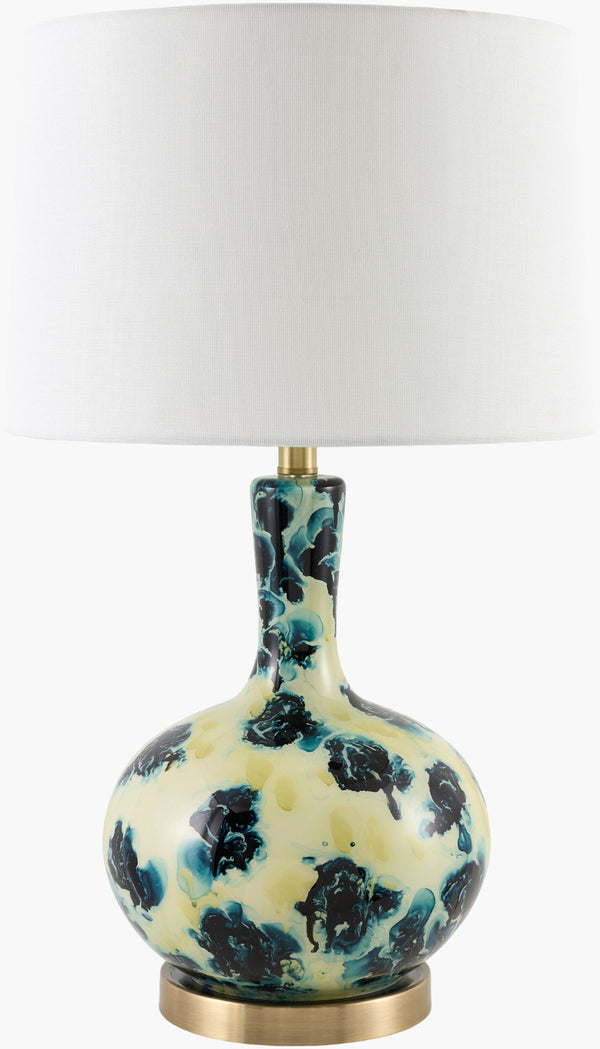 Livabliss Snicarte Metal Table Lamp with Linen Shade Felt Accents Warm Ambient Living Room Light SNR-012