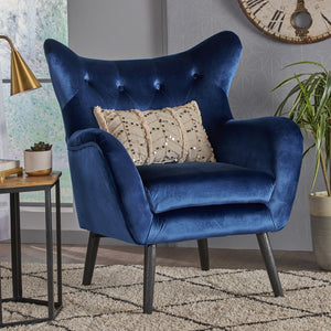 Christopher Knight Home® - Noble House - Seigfried Mid Century Navy Blue Velvet Arm Chair