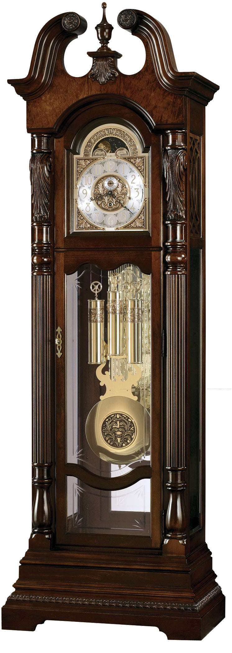Hekman Furniture 611046 Taft Grandfather Clock - Timeless Cherry Bordeaux Design With Chime Options & Custom Nameplate Cherry Bordeaux Taft Grandfather Clock 611046