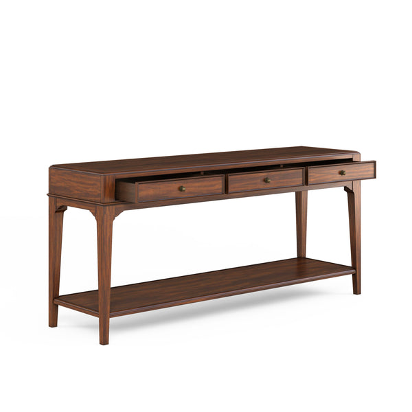 A.R.T. Furniture Newel Sofa Table In Vintage Cherry – Elegant Storage Solution With Dovetail Drawers & Adjustable Legs Brown Poplar Solids,Cherry Veneers,Metal 294307-1406