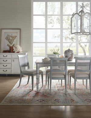 Hooker Furniture Charleston Rectangular Dining Table With Bamboo Motif, White Heron Finish And Removable 20" Leaf 6750-75217-06