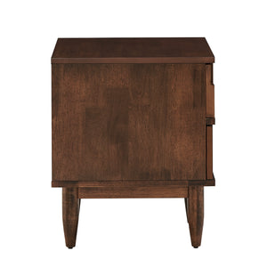 Homelegance By Top-Line Jenna Mid-Century Brown Finish 2-Drawer Nightstand Brown Rubberwood