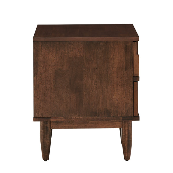 Homelegance By Top-Line Jenna Mid-Century Brown Finish 2-Drawer Nightstand Brown Rubberwood