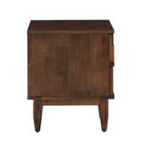 Homelegance By Top-Line Jenna Mid-Century Brown Finish 2-Drawer Nightstand Brown Rubberwood