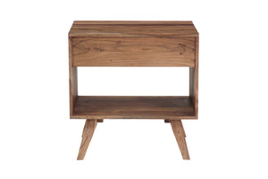 Porter Designs Porter Fusion Solid Sheesham Wood Nightstand Table - Mid-century Modern Design With Flared Legs Light Brown Wood 04-117-04-6750n