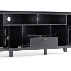 English Elm Artisan 72" Black Tv Media Stand - Elegant Solid Wood Design With Glass Doors & Ample Storage Space B136P158698
