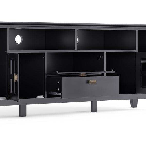 English Elm Artisan 72" Black Tv Media Stand - Elegant Solid Wood Design With Glass Doors & Ample Storage Space B136P158698