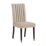 Homelegance By Top-Line Maya Velvet Channel Back Dining Chairs (Set of 2) Taupe Rubberwood