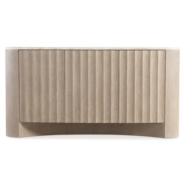 Bernhardt Bernhardt Loggia Buffet With Travertine Top — Fluted Scalloped Doors, Wire-Brush Oak, Soft-Close Storage (34"H) 345135