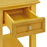 Homelegance By Top-Line Cerie 1-Drawer Side Table with Charging Station Yellow Wood