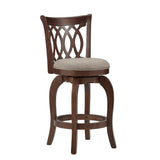 Homelegance By Top-Line Harvey Cherry Finish Scroll Back Swivel 24" Counter Height Stool Grey Rubberwood