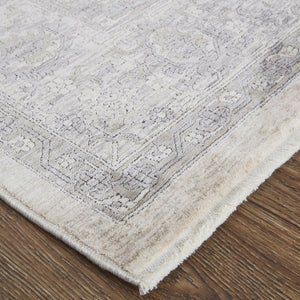 Feizy Rugs Marquette Elegant Power-loomed Rug With Traditional Persian Motifs - Stain Resistant And Durable Gray,Silver,Ivory Polyester,Acrylic Mrq3776fbgegryf71