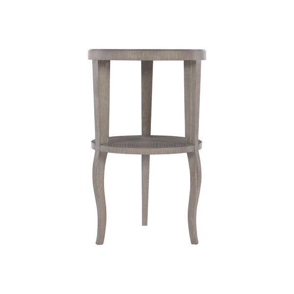 Bernhardt Bernhardt Gray Truffle Round Accent Table With Fancy-Face Top, Lower Shelf & Cabriole Legs 442112