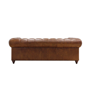 Pasargad Home Paris Club Luxurious Tufted Leather Chester Bay Sofa with Elegant Nail Head Trim