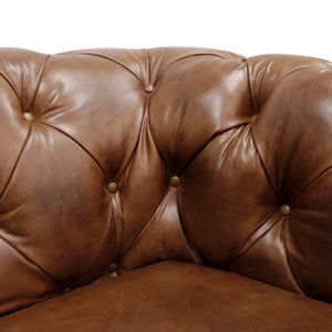 Pasargad Home Paris Club Luxurious Tufted Leather Chester Bay Sofa with Elegant Nail Head Trim