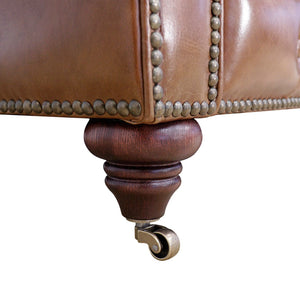 Pasargad Home Paris Club Luxurious Tufted Leather Chester Bay Sofa with Elegant Nail Head Trim