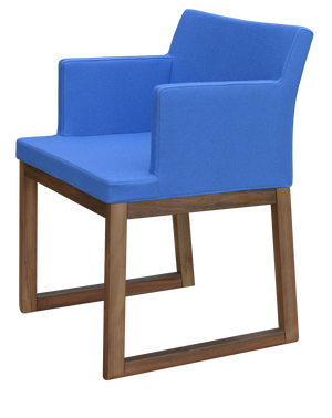 Soho Concept Soho Wood Counter & Bar Chair - Elegant Beech Wood, Camira Era Fabric, 10-year Warranty, Premium Quality Walnut,Blue  Soho-concept-dining-chair-05935