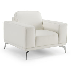 VIG Furniture Soho Italian White Leather Armchair In Sissi White — Contemporary Craftsmanship, Stainless Steel Legs, Deep Comfort VGDTSOHO-WHT-CH