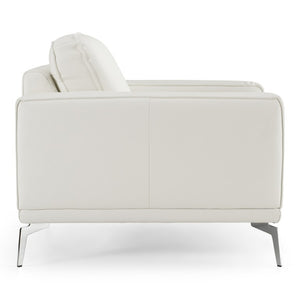 VIG Furniture Soho Italian White Leather Armchair In Sissi White — Contemporary Craftsmanship, Stainless Steel Legs, Deep Comfort VGDTSOHO-WHT-CH