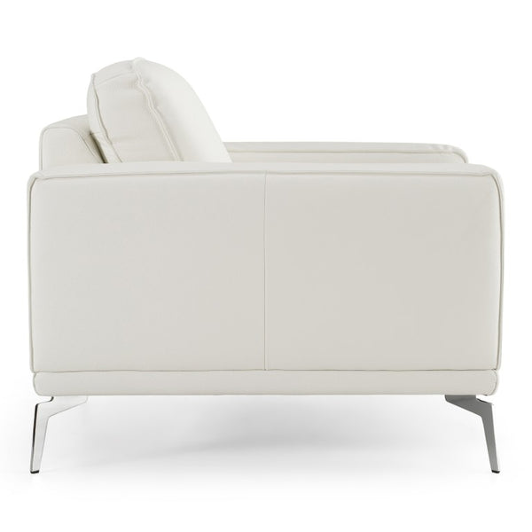 VIG Furniture Soho Italian White Leather Armchair In Sissi White — Contemporary Craftsmanship, Stainless Steel Legs, Deep Comfort VGDTSOHO-WHT-CH