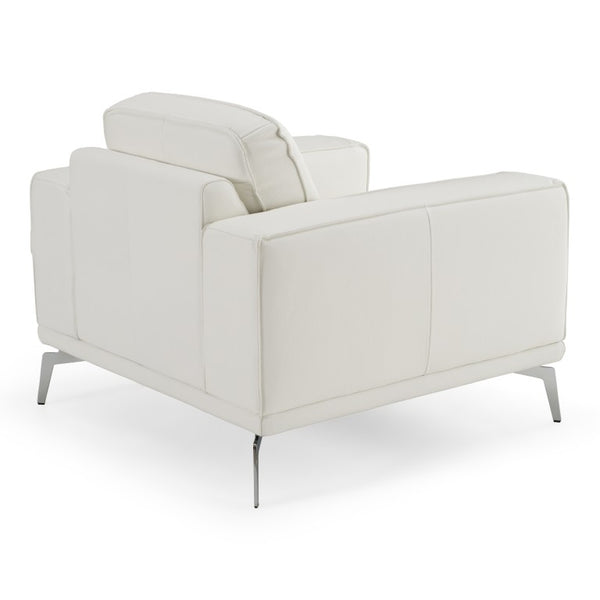 VIG Furniture Soho Italian White Leather Armchair In Sissi White — Contemporary Craftsmanship, Stainless Steel Legs, Deep Comfort VGDTSOHO-WHT-CH