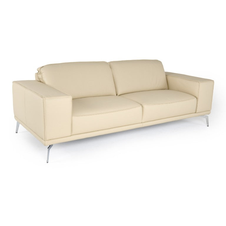 VIG Furniture Soho Lamod Italia Off-White Italian Leather Sofa — Low-Profile Modern Design, Plush Seating, 96" VGDTSOHO-SF-OFFWHT-S