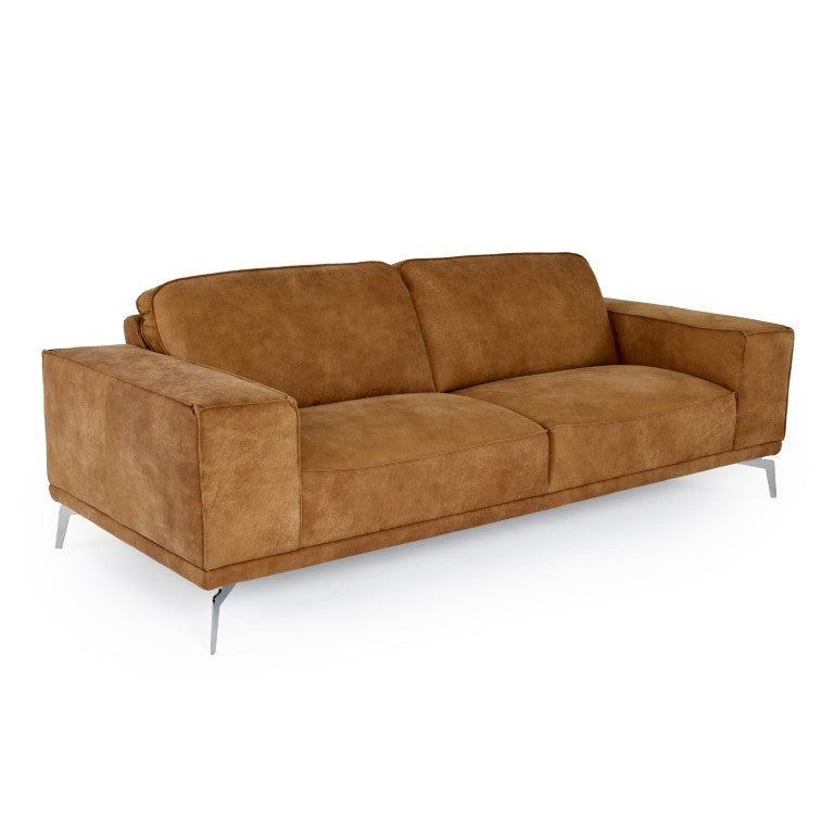 VIG Furniture Soho Italian Vintage Cognac Leather Sofa By Lamod Italia — Deep Seating, Stainless Steel Accents & Timeless Style VGDTSOHO-SF-COGNAC-S