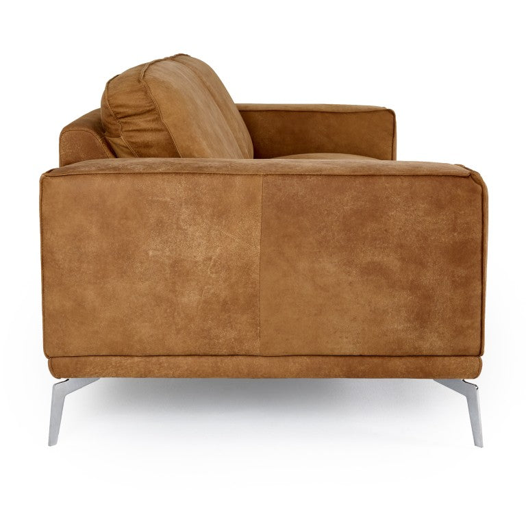 VIG Furniture Soho Italian Vintage Cognac Leather Sofa By Lamod Italia — Deep Seating, Stainless Steel Accents & Timeless Style VGDTSOHO-SF-COGNAC-S