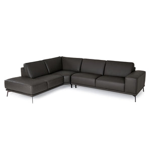 VIG Furniture Lamod Italia Soho - Italian Left Facing Grey Nirvana Fume Leather Sectional Sofa VGDTSOHO-LAF-GRY-SECT-SOFA