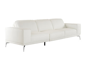 Lamod Italia Soho - Luxurious White Italian Leather Sofa with Stainless Steel Accents, Seats 3