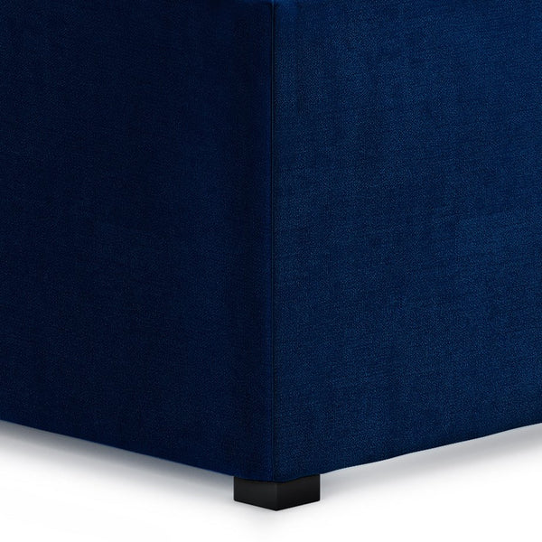 English Elm Avalon Blue Velvet Storage Ottoman Coffee Table With Flip-Over Trays & Stylish Contemporary Design B136P159744