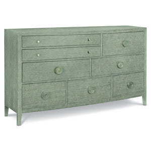 Bernhardt Bernhardt Linea Bowed-Front Dresser 68" — Rustic-Modern Oak Veneer, 8 Drawers, Textured Graphite Hardware 384054G