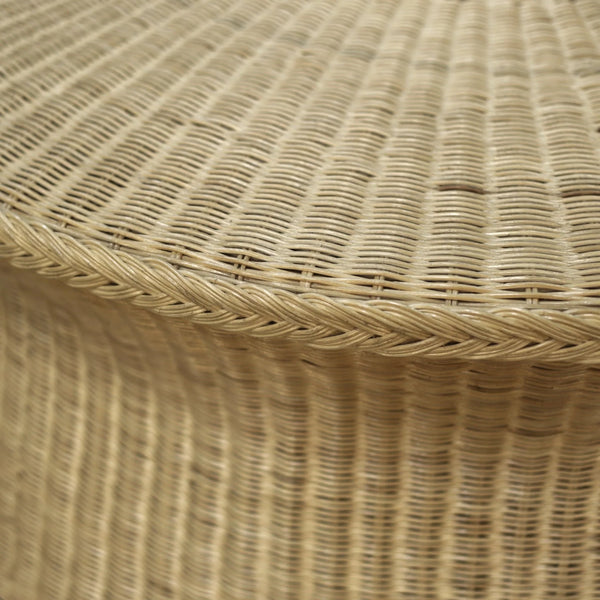 Solaris Handwoven Rattan Round Coffee Table Organic Modern Living Room Accent