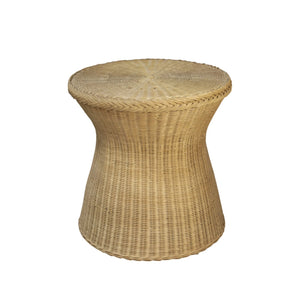 Solaris Handwoven Wicker End Table Rattan Hourglass Accent for Modern Living Rooms