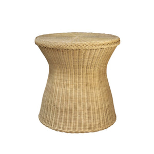 Solaris Handwoven Wicker End Table Rattan Hourglass Accent for Modern Living Rooms