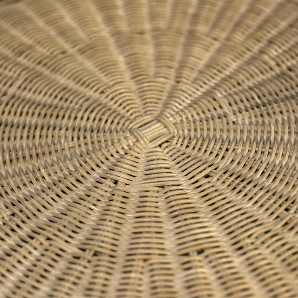 Solaris Handwoven Wicker End Table Rattan Hourglass Accent for Modern Living Rooms