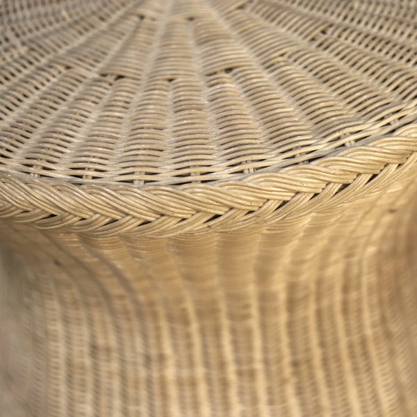 Solaris Handwoven Wicker End Table Rattan Hourglass Accent for Modern Living Rooms