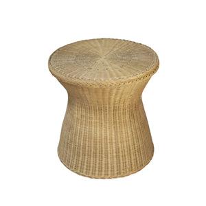 Solaris Handwoven Wicker End Table Rattan Hourglass Accent for Modern Living Rooms