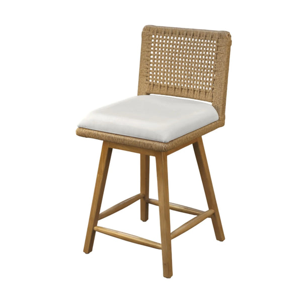 Solterra Swivel Woven Back Counter Stools Set of 2 Coastal Wood Frame Kitchen Island