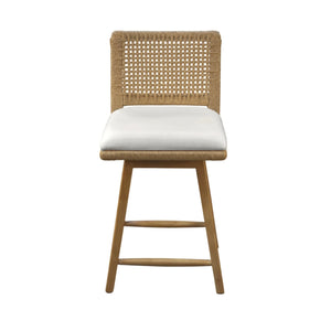 Solterra Swivel Woven Back Counter Stools Set of 2 Coastal Wood Frame Kitchen Island