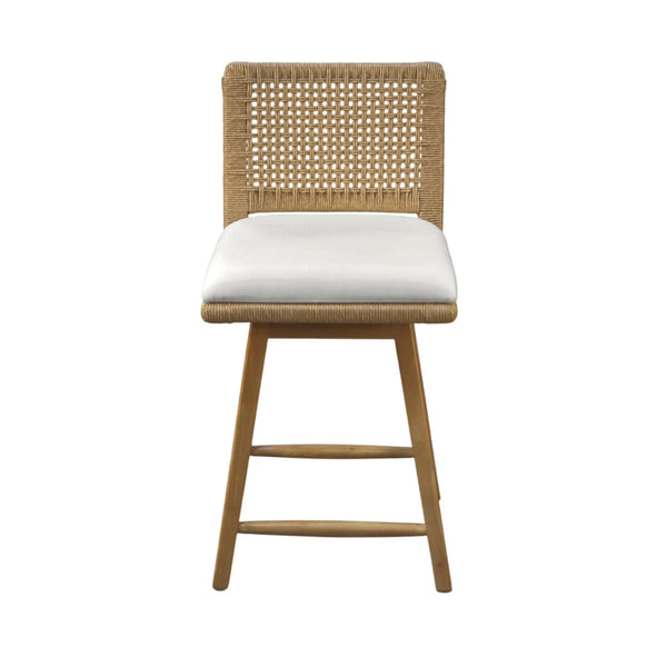 Solterra Swivel Woven Back Counter Stools Set of 2 Coastal Wood Frame Kitchen Island